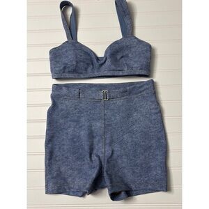 LULULEMON Everlux Sweetheart Sport Bra Small  Shorts Set Size 6 Light Blue NWOT